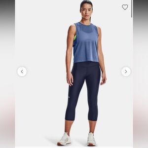 Women's Leggings HeatGear® No-Slip Waistband Capri Pants Under Armour Navy L